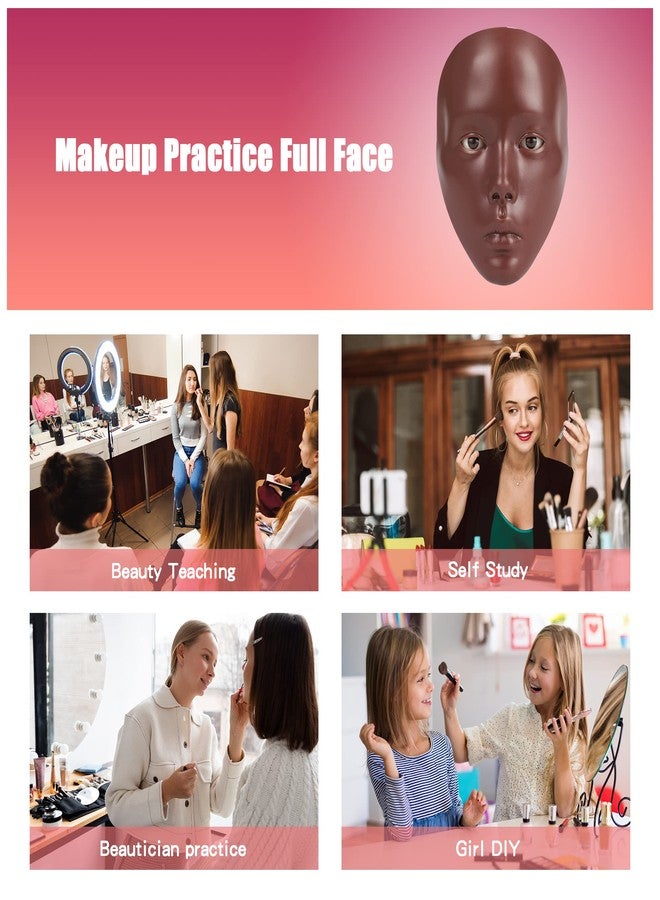 Bueuo Makeup Practice Face, 5D Reusable Silicone Make up Practice Board Mannequin Face with Makeup Brushes Sponge Set and Eyeshadow Board Kit for Emerging Artist, Girl's Gift, Black - Image 4